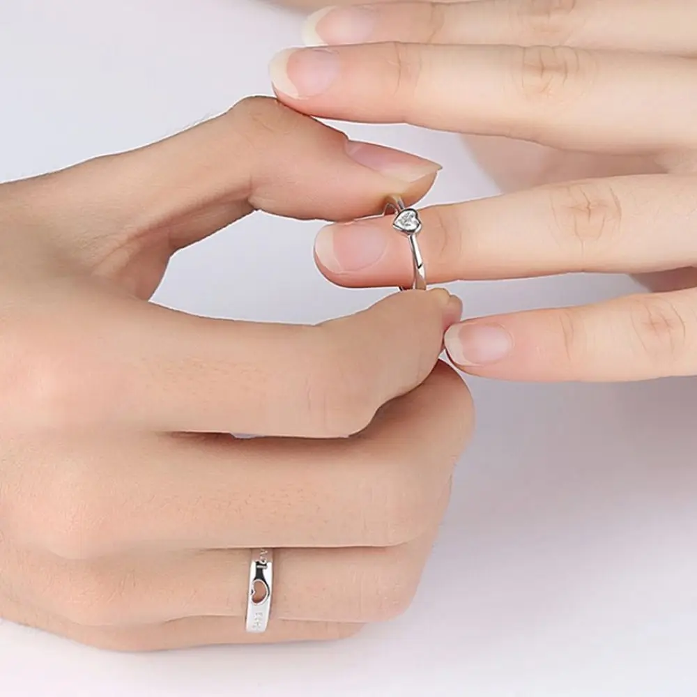 الحلو افتتاح حلقة حجر الراين نجمة القمر القلب المتخصصة تصميم زاوية الأزياء والمجوهرات الكورية نمط حلقة زوجين حلقة خمر الدائري #4