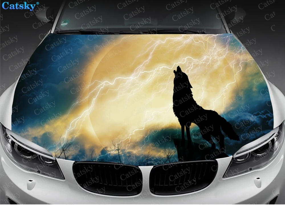 

Wolf animal wolf king Car hood wrap lion decal, bonnet vinyl sticker, full color graphic decal, CUSTOM made to Fit Any Car