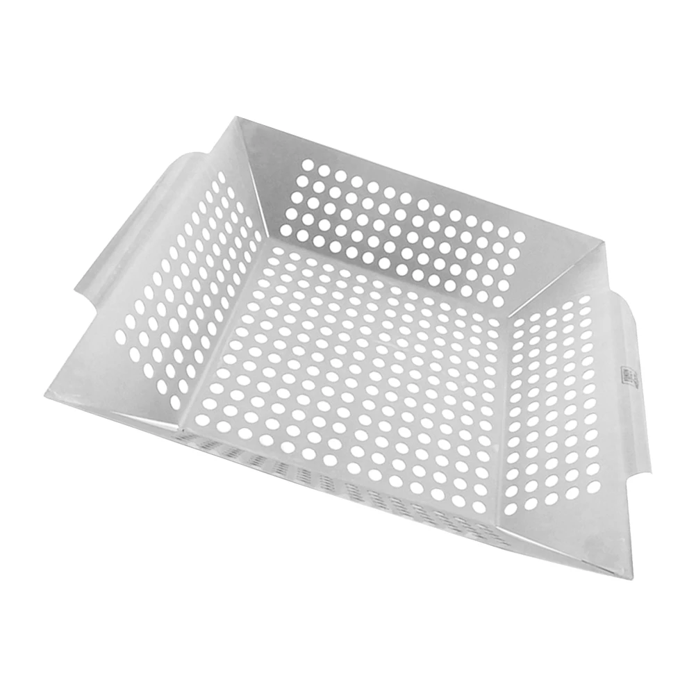 

Stainless Steel BBQ Grill Pan Large Capacity Non-Stick Meat Roasting Tray Heavy Duty Outdoor Accessories Silver Color