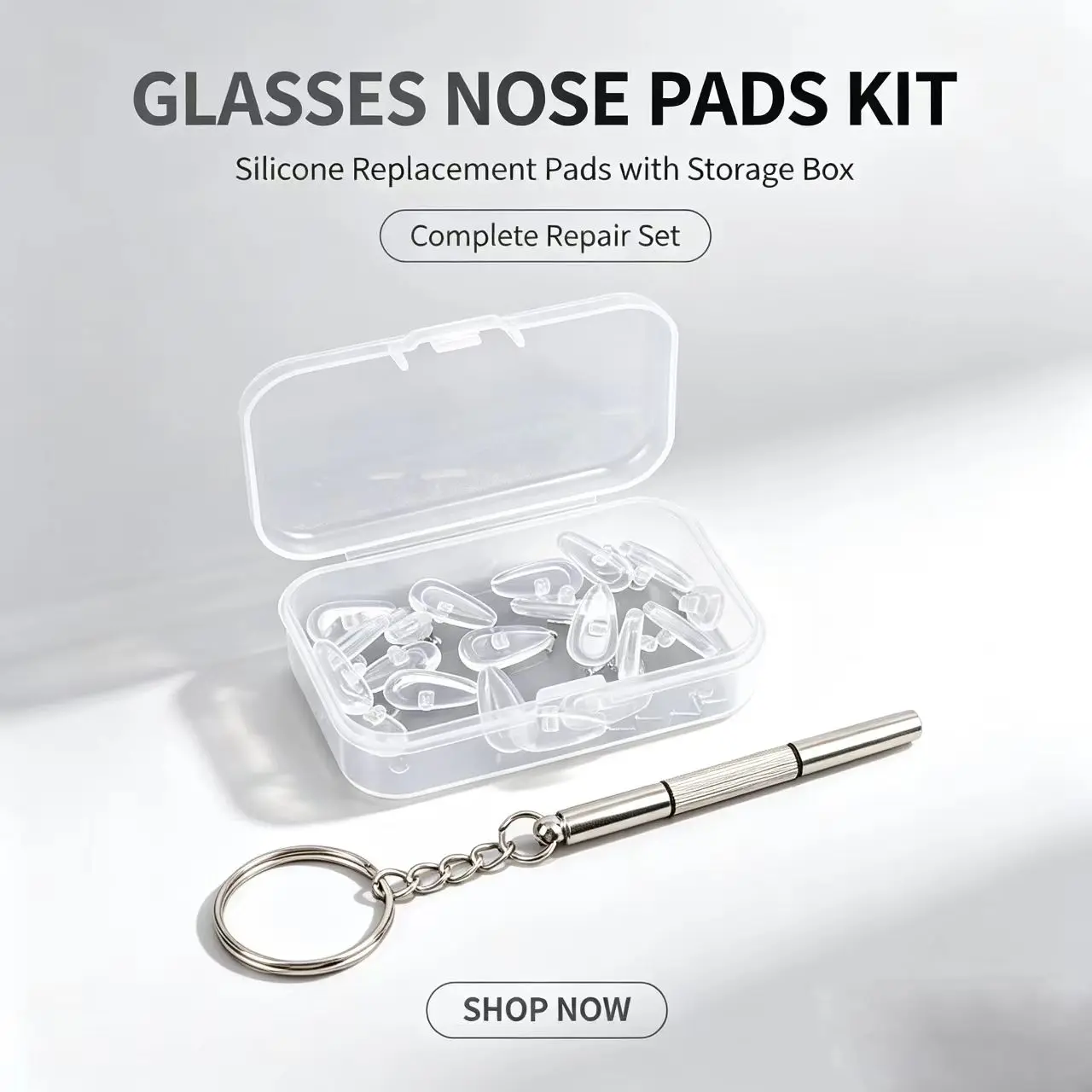 20pcs Glasses Nose Pad Accessory Box Silicone Nose Bridge Pad Pressure Reduction Anti-Slip Pressure Relief Nose Pad Eye Frame