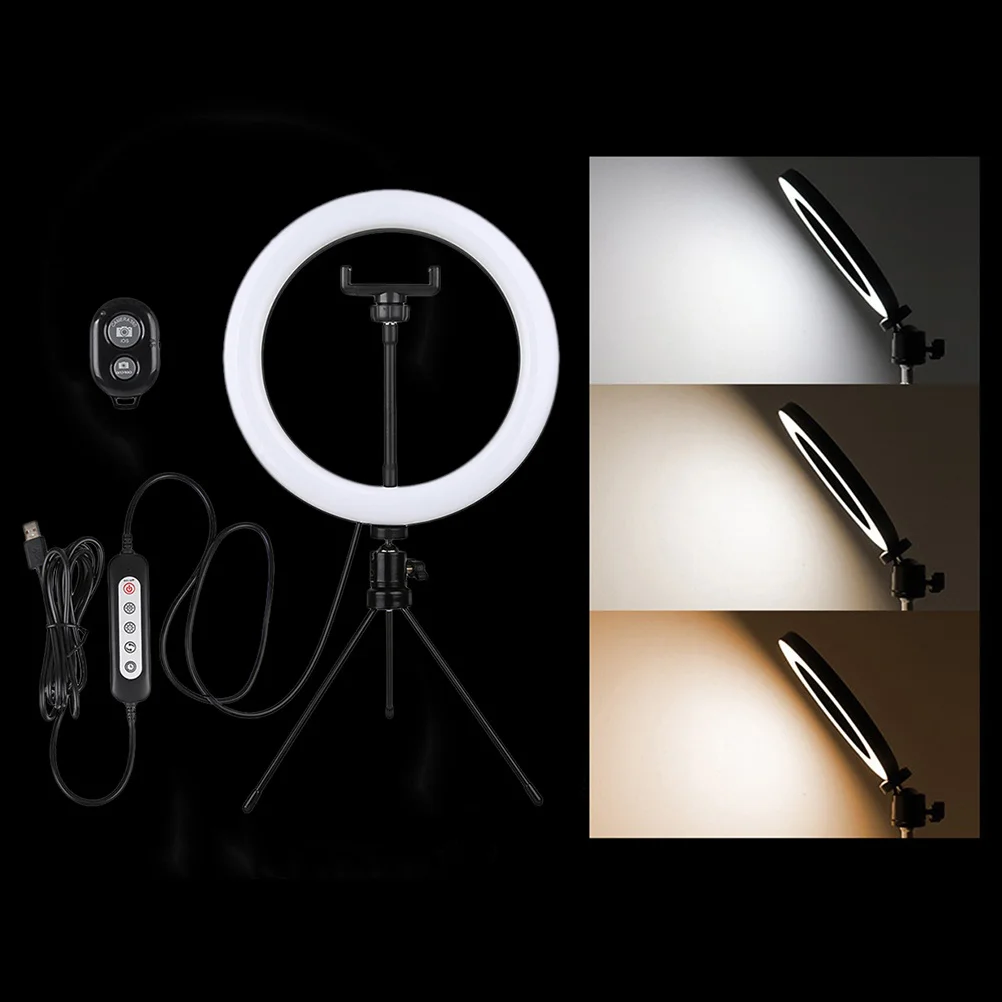 

1 Set Live Streaming LED Tripod Phone Holder Professional Mobile Broadcast Stand Foldable Selfie Stick with Ring Light Portable