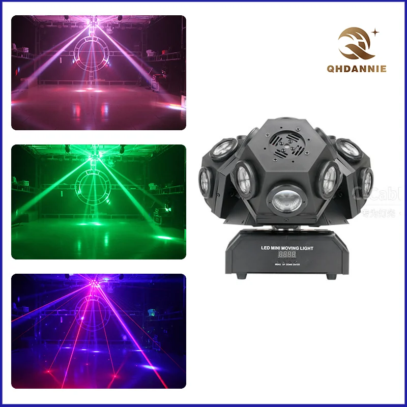 QHDannie 10W Led Beam Laser Three Head Rotating Moving Head Stage Light Dmx Beam Led Laser 3 Arm Rolling Stroboscopic Laser