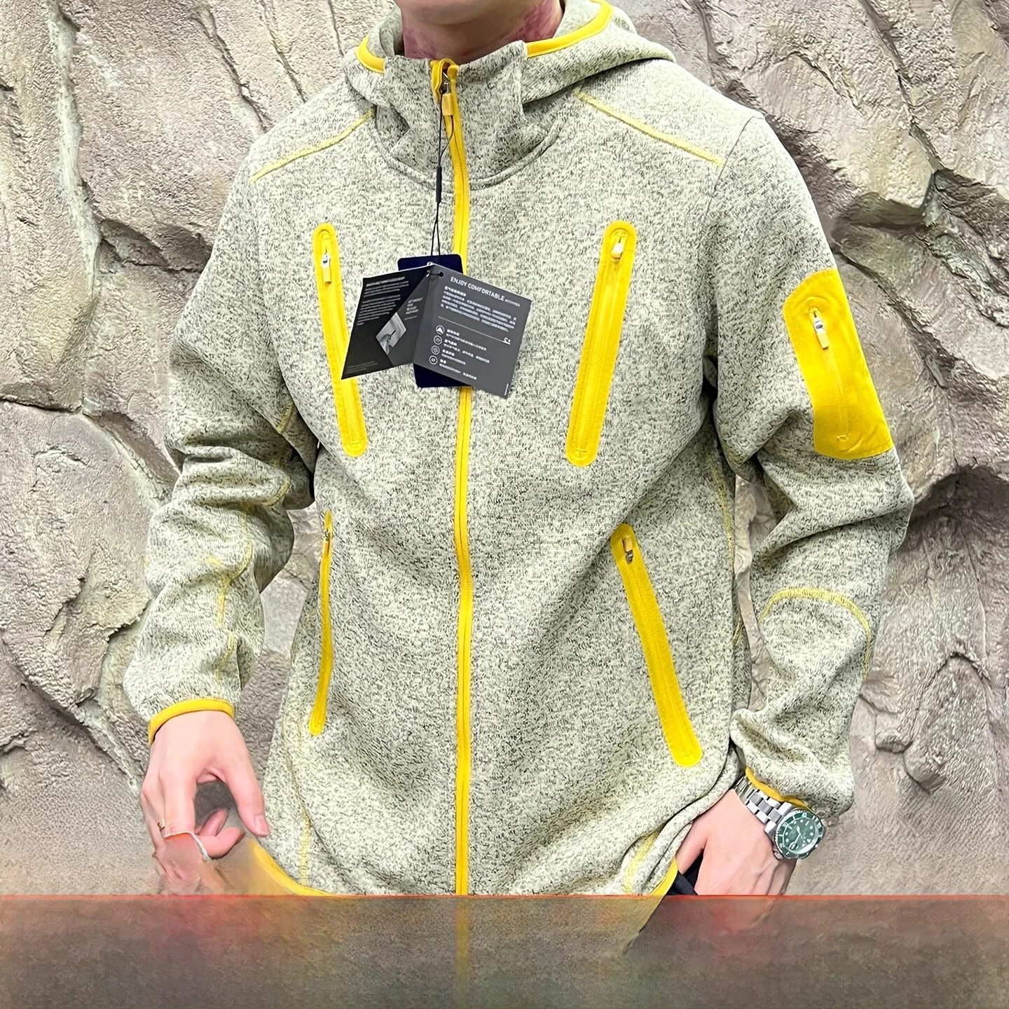 

Sli Knitted Fce Jaet, свободный крой, мужские и женские, осень 2021, теплый, из полиэфирного волокна, длинный све, с капюшоном, винтажный Sle