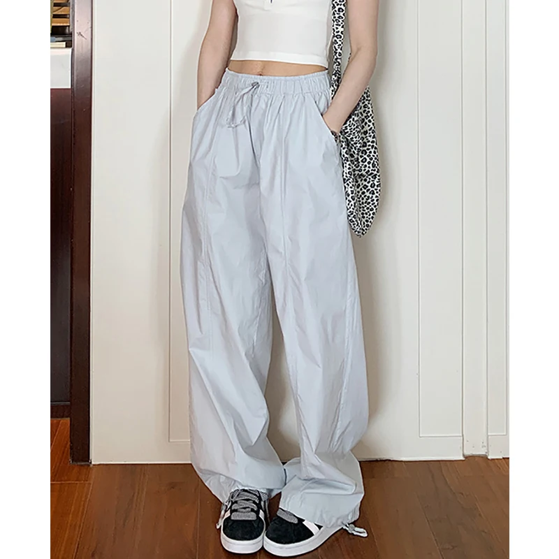 American Casual Sports Pants Women Loose Cuffed 2025 New Spring Autumn Lazy Style Slimming Workwear Wide Leg Trousers