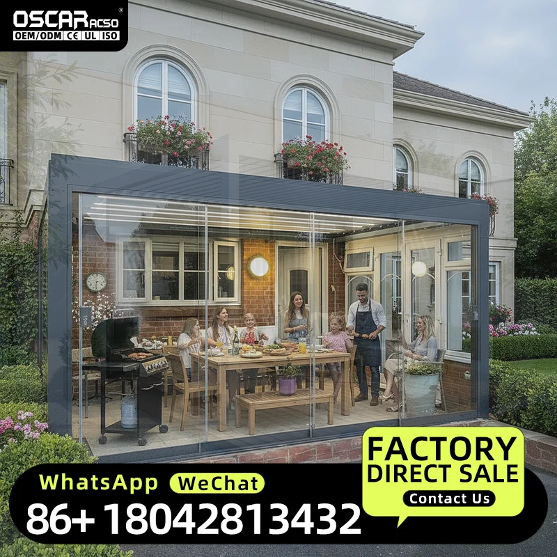 3x3 3x4 4x4 6x4m Outdoor Aluminum Motorized Awning with PC Sail Remote Control for Gardens Patios Backyards Pergola