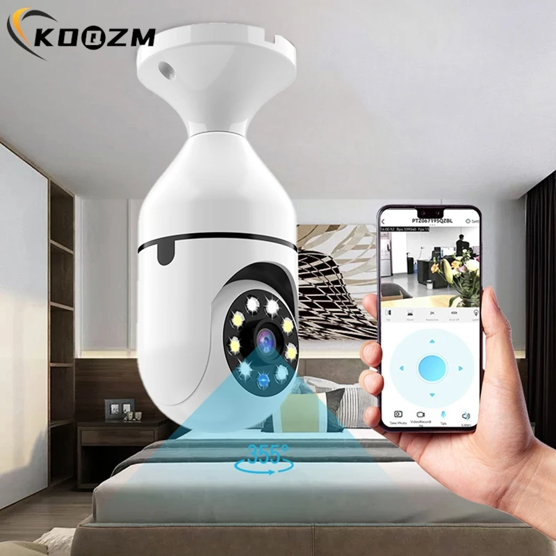 Bulb Surveillance Camera Full Color Night Vision Automatic Human Tracking Zoom Indoor Security Monitor Wifi Camera Smart Home