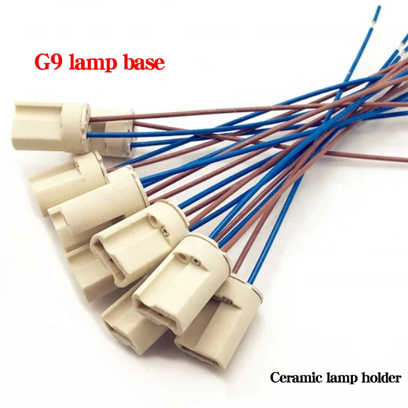 2szt G9 podstawa lampy ceramiczna g9 gniazdo żarówki LED podstawa oprawki lampy halogenowej z przewodem 15CM0.5 kwadratowy niebieski brązowy drut