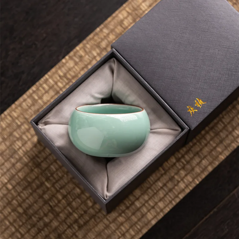 Tea Cup Kung Fu Ru Ware High-End Single Personal Dedicated Men's RU-Porcelain Ceramic Pressure Bottle