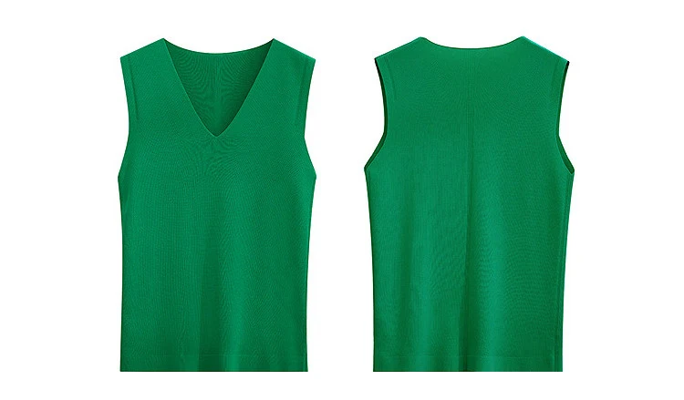 Amii Damen Tanktop 2026 Sommer Neu Einfarbig Ärmelloses Oberteil Lässiges Büro-Layering V-Ausschnitt Stricktop für Frauen 12612018 – Detail 35