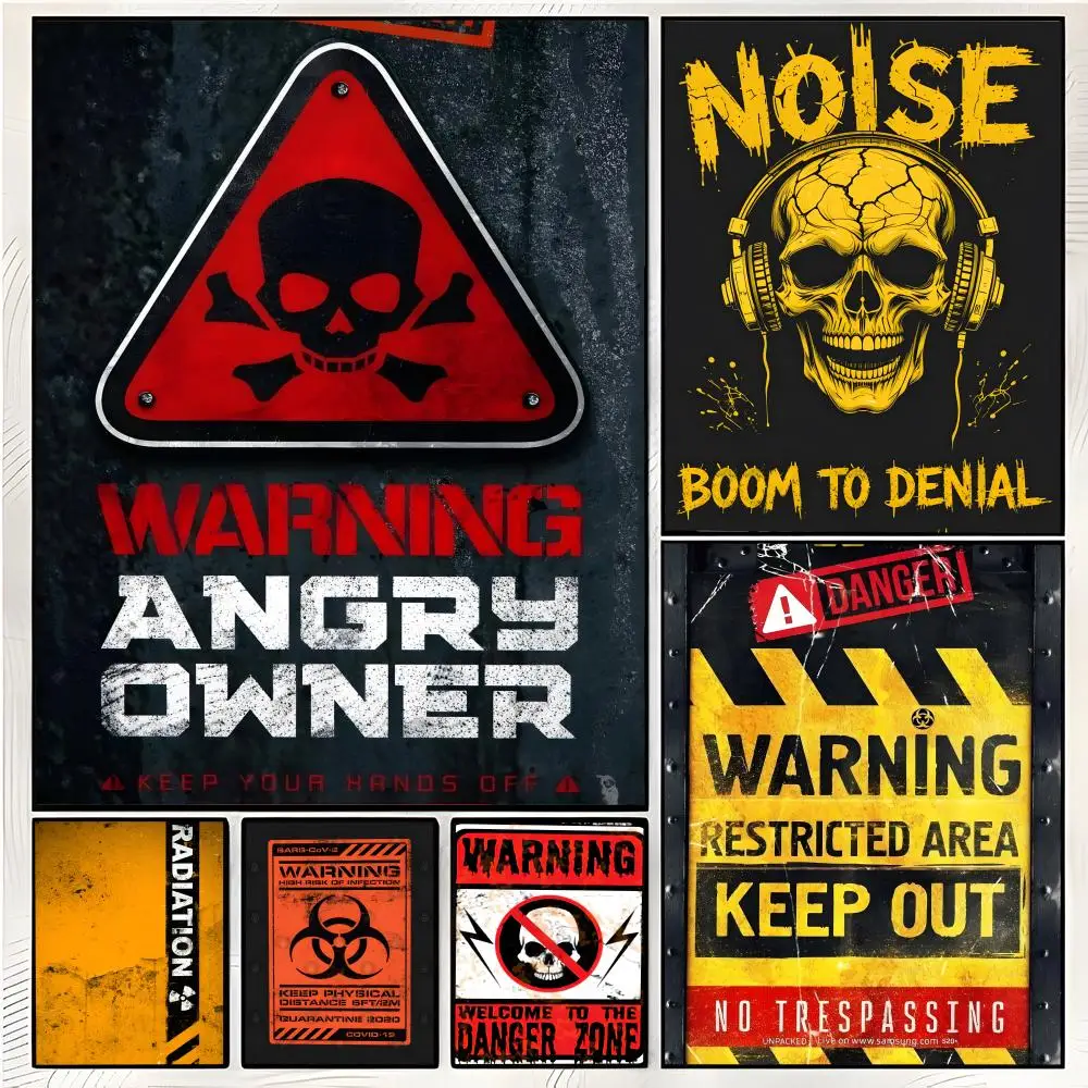 Industrial Design Warning Logo Poster Superior Home Space Pub Indoor Decorative Art & Home Decor