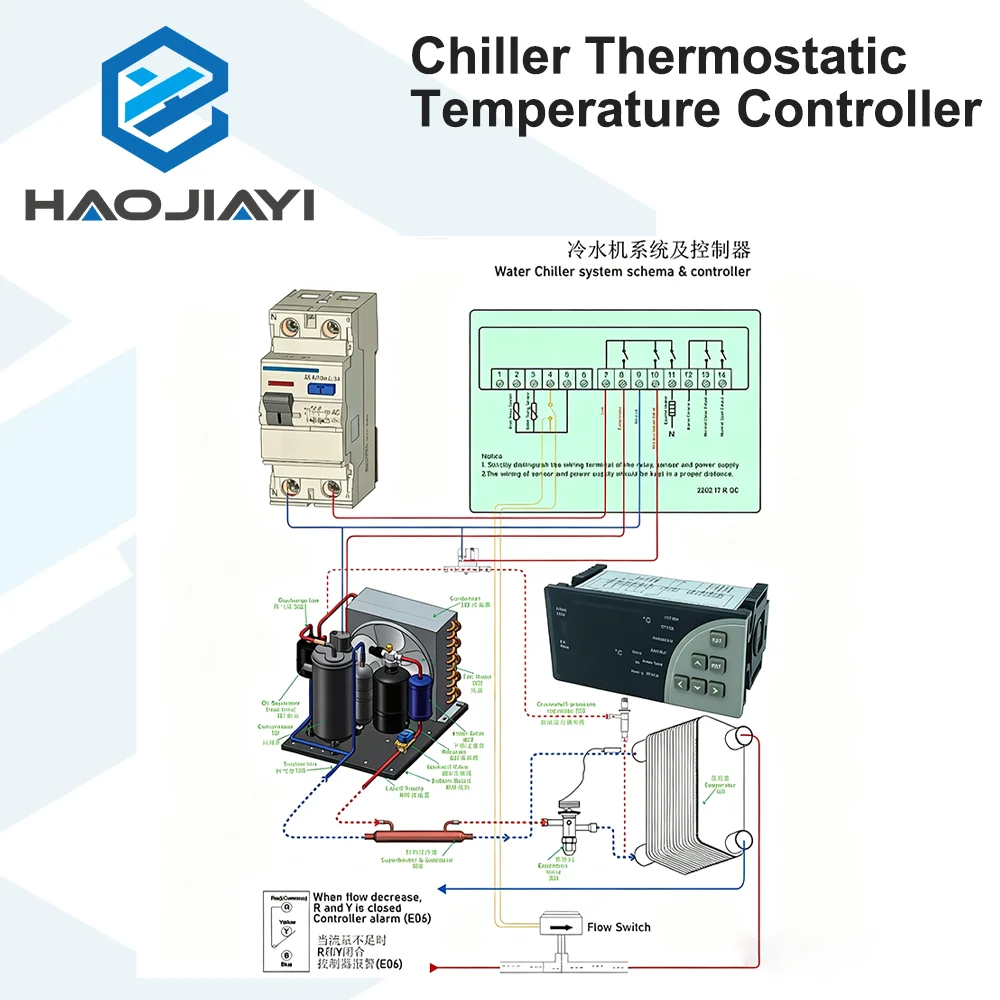 Temperature Controller for Water Chiller Compressor Bypass Solenoid Valve Electric Heater Precise Control