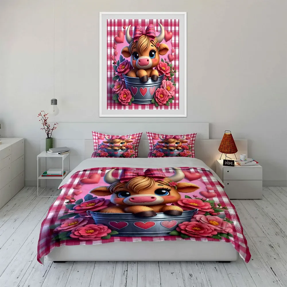 

Cute Cow Themed Home Decor Multiple sizes kid's and adults' bedroom Exquisite 3PC bedding set, gift