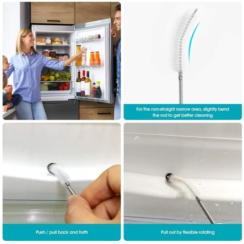 ABRU-Slim Pipe Cleaning Brush Multipurpose Home Long Drain Brush Flexible Feeding Tube Brush Hose Drain Outlet Dredging Tool