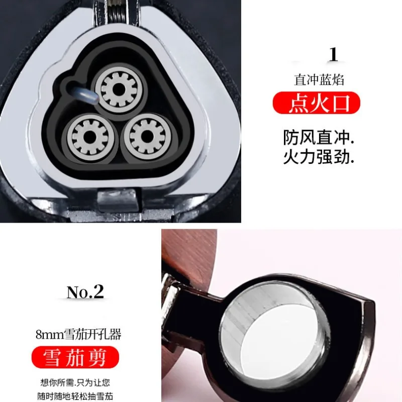 Zhongbang ZB205 New Three-fire Direct-fire Lighter Metal Cigar Punch Windproof Inflatable Cigarette Lighter Wholesale