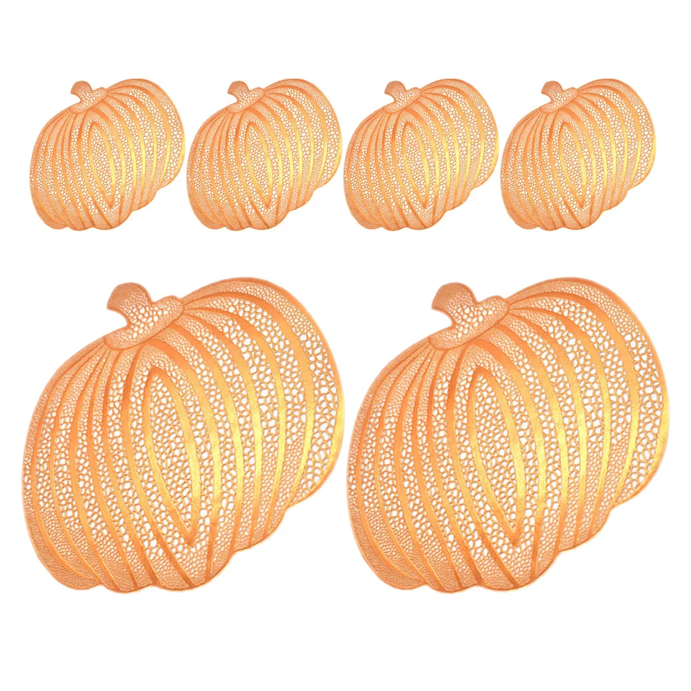 

6Pcs Hollowout Pumpkin Placemats PVC Heat Resistant Waterproof Fall Halloween Table Mats Thanksgiving Pumkin Placemats