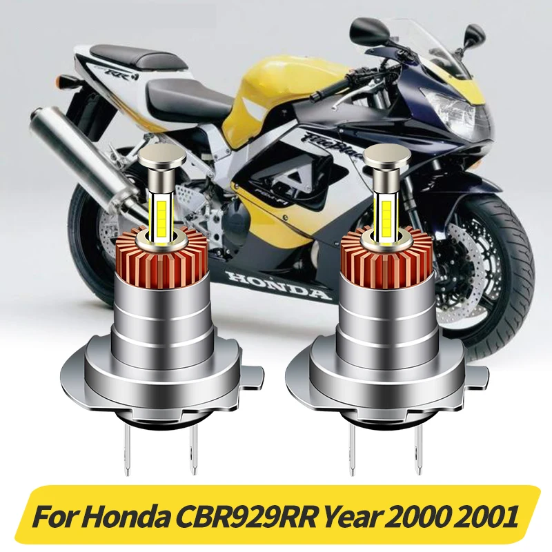 2Pcs Canbus H7 50W LED Headlight 1:1 Mini Size 360 CSP For Honda CBR929RR 2000-2001 Motorcycle Headlights Plug&Play Accessories