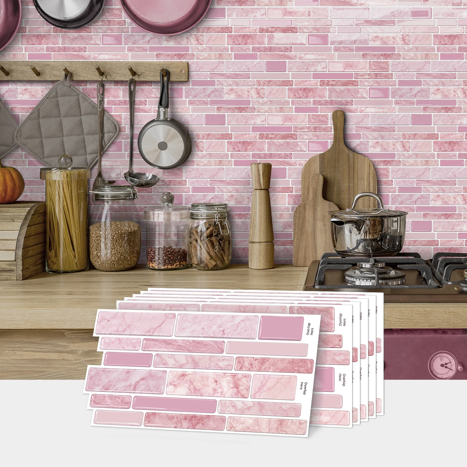 20 pieces of peel and stick splash guard, imitation tile sticker, suitable for kitchen, bathroom countertop, 24.6 cm X 12 cm