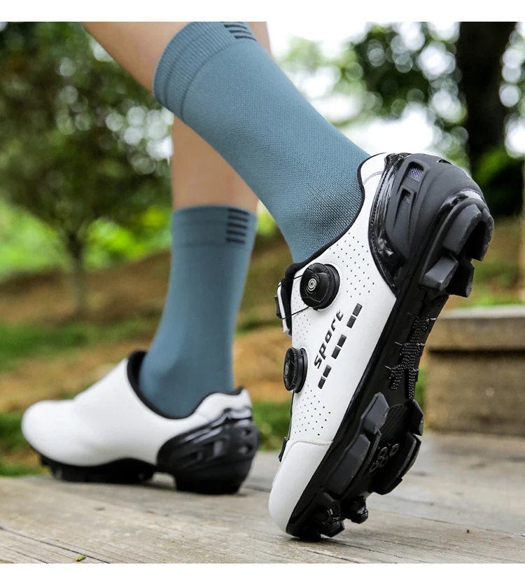 Herren- und Damen-Mountainbike-Schuhe, professionell, atmungsaktiv, harte Sohle, verstellbarer Knopf, MTB-Cleat, rutschfest, Offroad-Fahrradschuhe S – Detail 14