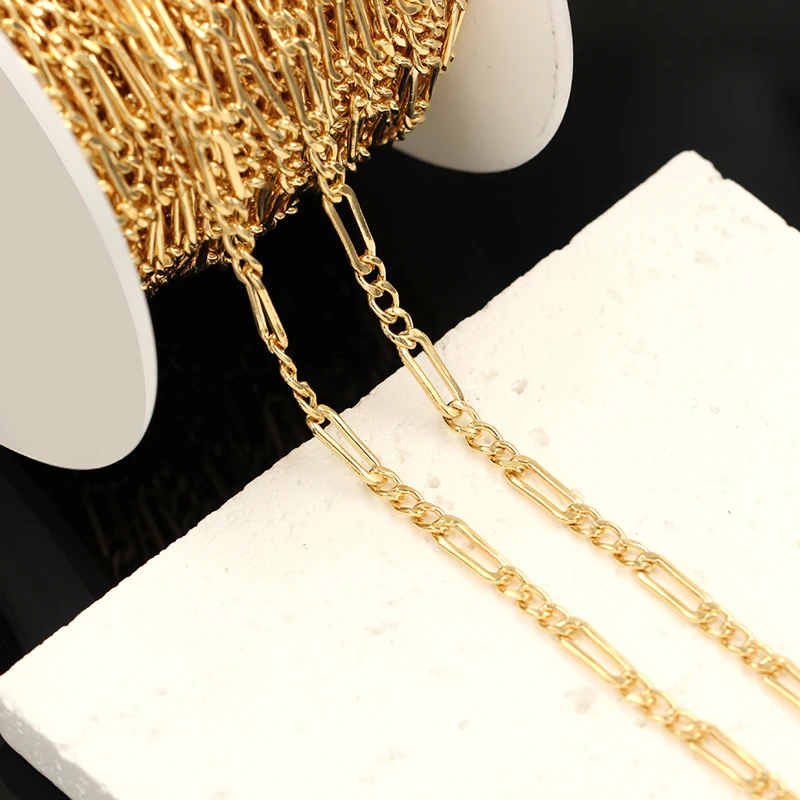 1 meter 14K Gold Filled Chain 3.5mm Figaro 3+1 Footage Chain Unfinished Chain Gold Chain Wholesale BULK DIY Jewelry Finddings