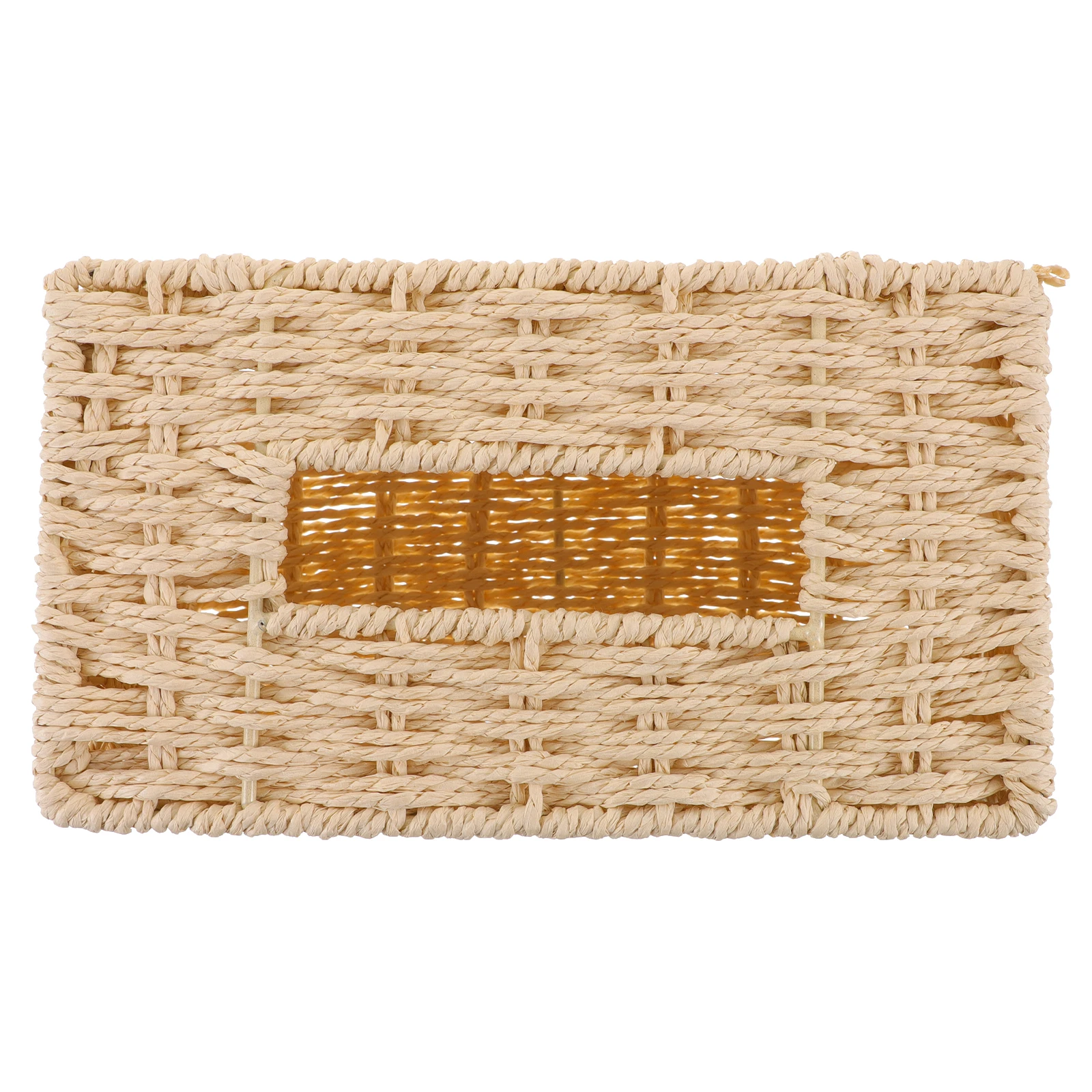 

Woven Paper Rope Tissue Box Holder Rustic Napkin Container For Car Home Office Desktop Vintage Style Facial Tissue Organizer