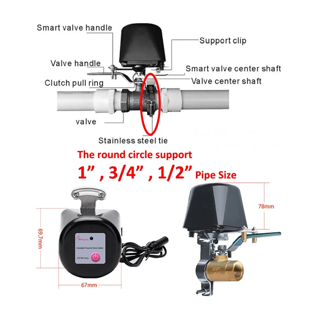 Tuya Smart WiFi ZigBee Home Shut Off Controller ON/OFF Auto Control Countdown Timer Valve Alexa Google Water Gas Leakage Valve