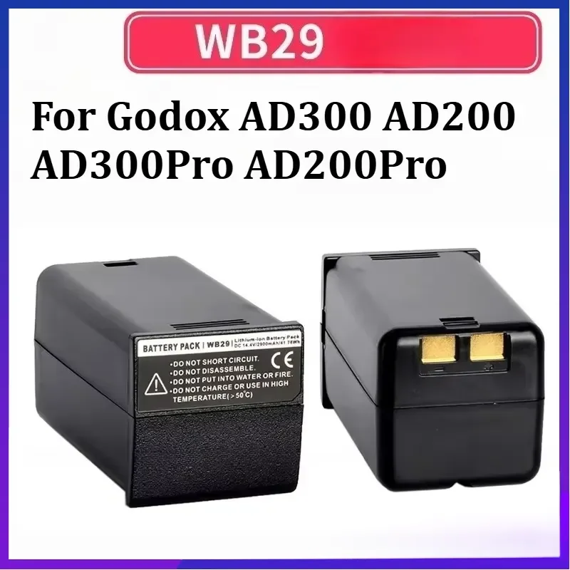 New WB29 Li-ion 2900mAh Battery Replacement for Godox Outdoor Pocket Flash AD200 AD200pro AD300 Pro AD300Pro Speedlite