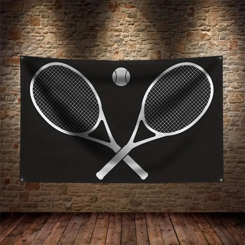 High Quality Sports Flag Banner Tennis Decor Wall Art Hanging Racquet Tennis Ball Gym Gift for Man Woman Athlete Room Decoration