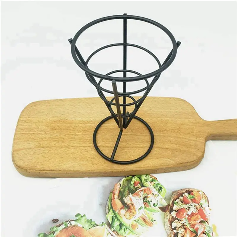 

Y42A-12 Pcs Wire Metal Food Racks Cone Fried Basket Serving Chips Stand Display Stands Chicken Holder