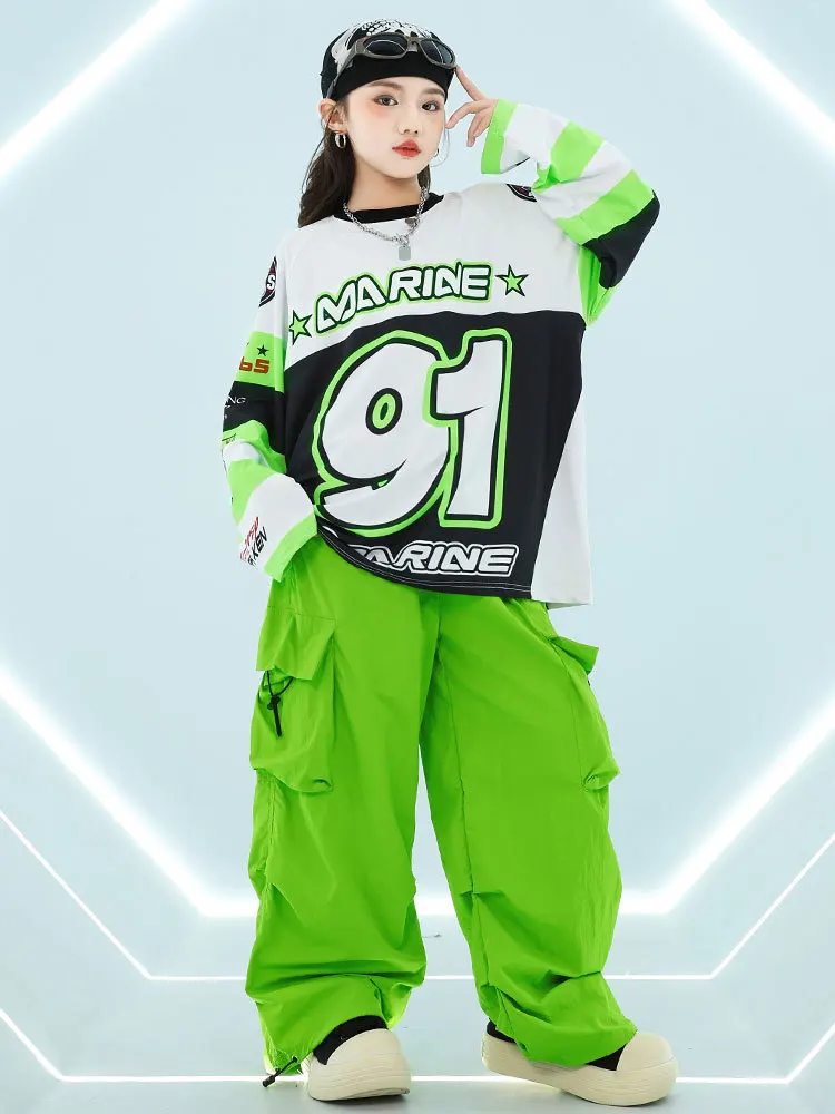 Children's Street Dance Set, Boys' Hip Hop Dance Color Blocked Practice Dress, Girls' Jazz Dance Performance Dress  -129