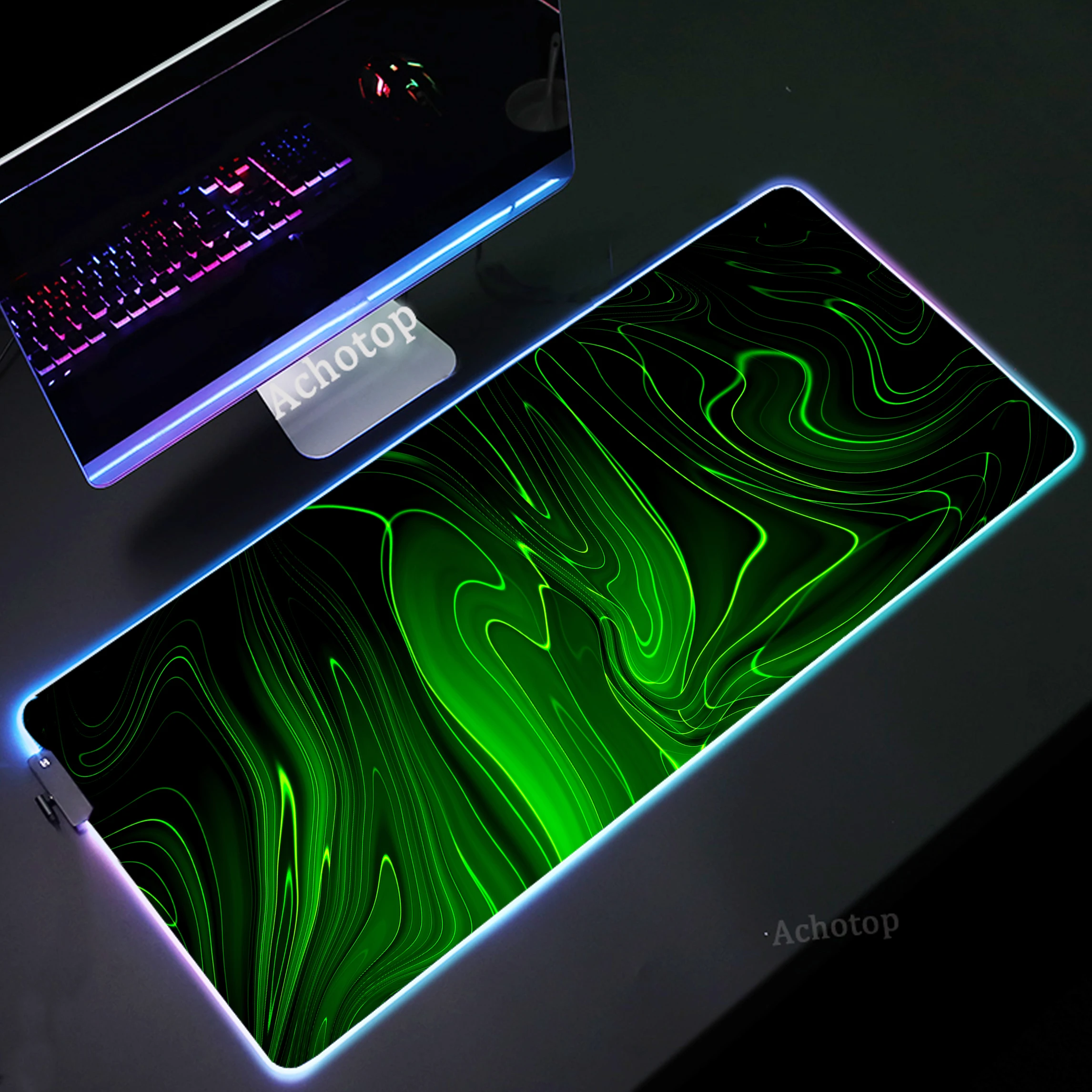 Large Pc Mousepad 900x400 Strata Liquid Desk Mouse Mats RGB Gaming Accessories Mousemat Oversize LED Backlight Rubber Mouse Pads