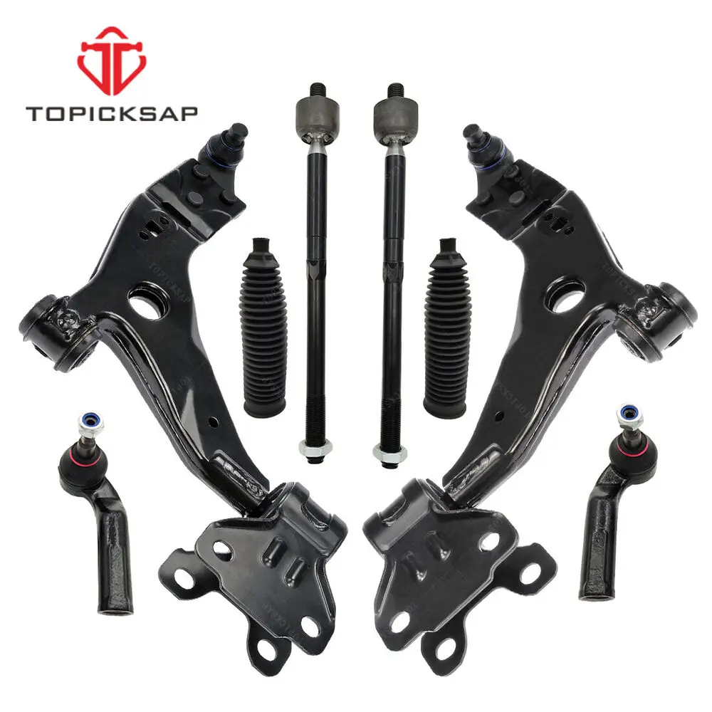 TOPICKSAP 8pcs Suspension Kit Front Lower Control Arms Ball Joints Sway Bar Links Tie Rods Boots Set for Ford Escape 2013 - 2017