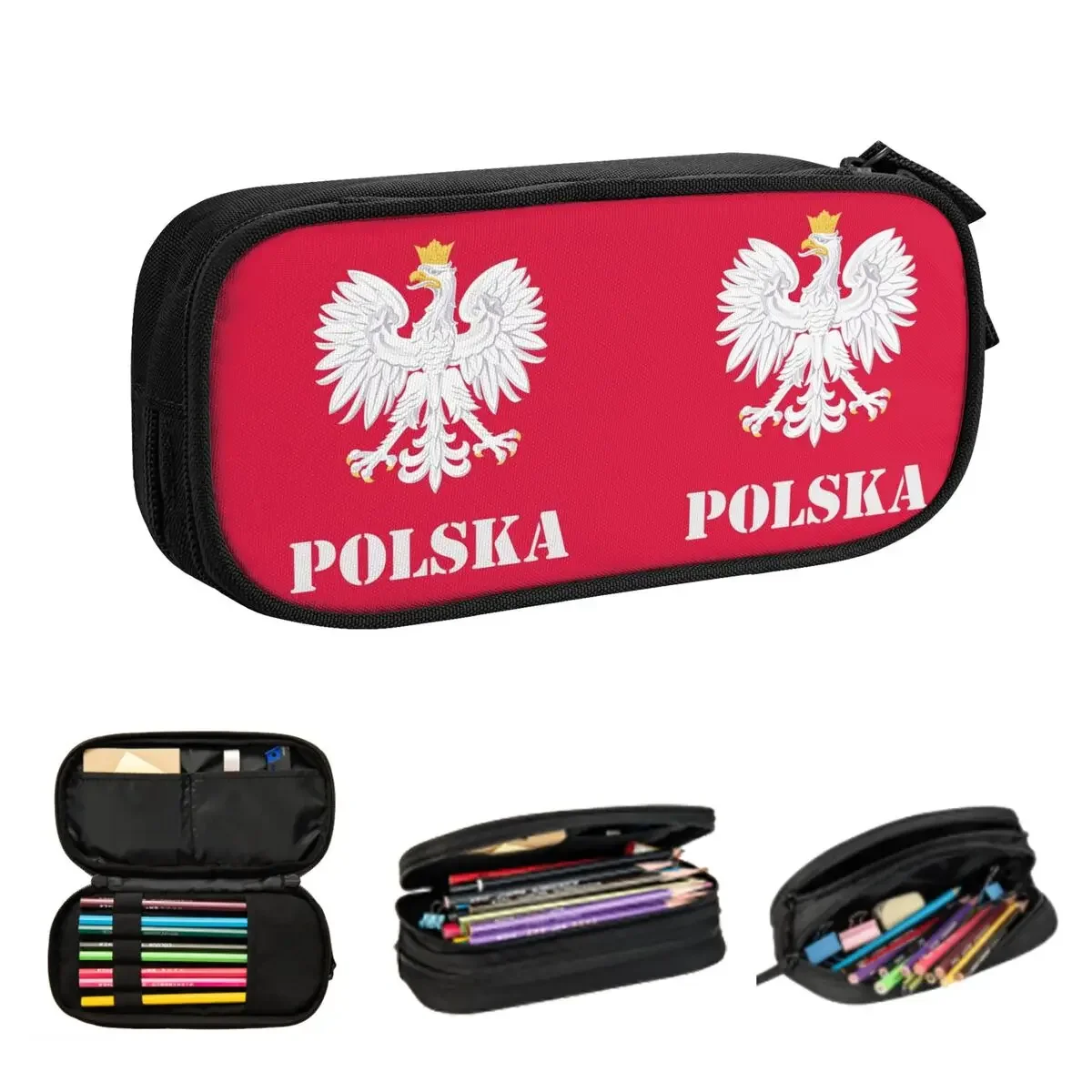 Poland Polish Flag Pencil Cases Big Capacity Pen Bags Pen Box Pencil Pouch For Boys Girls Students Stationery School Office