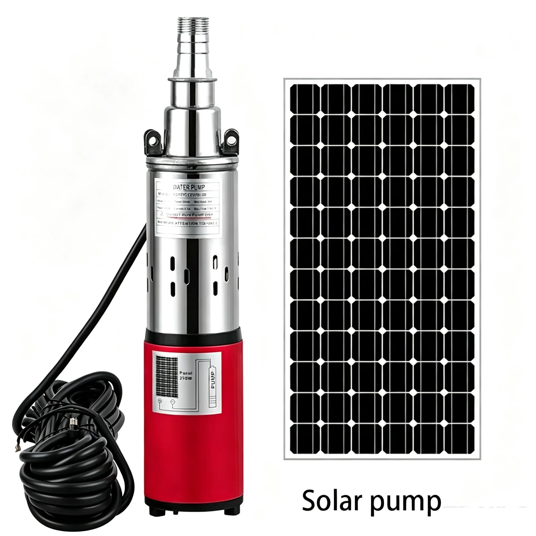 220W 12V 24V Solar DC Water Pump With 9M Cable Brushless Permanent Magnet Water Pump Max Flow 1200L/H Max Head 30M