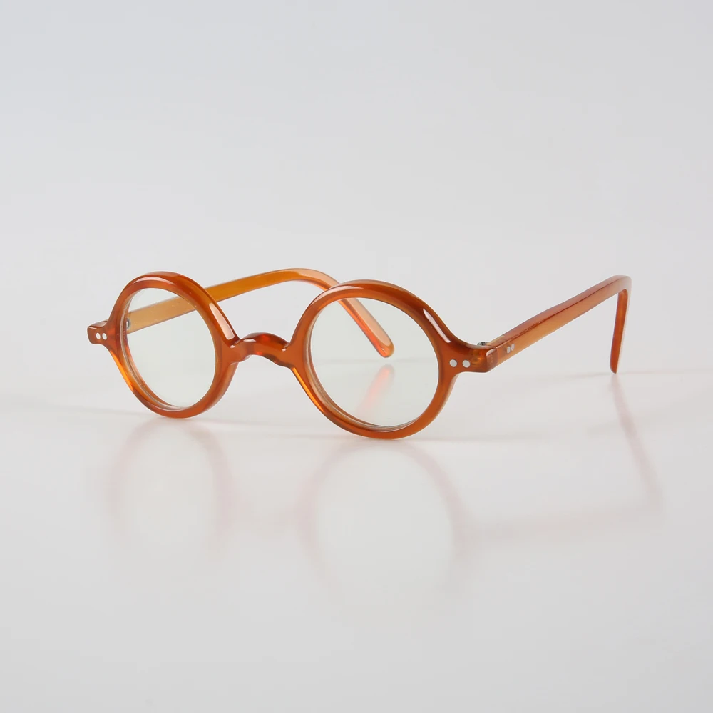 Man Women Glasses Frames Handmade Light Coffee Horn Prescription Eyeglass Frames Unique Round Thin Vintage Optical Lens Eyewear