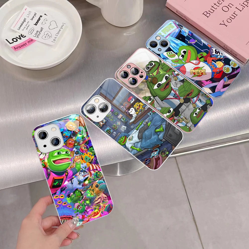 

Frog Pepe Phone Case Tempered Glass For Iphone 14 13 12 11 Pro Mini XS MAX 14Plus X XS XR Cover