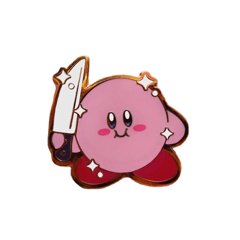 Kabii with Knife/ Gun Hard Enamel Pin Kwaii Pink Elves Metal Badge Cute Cartoon Anime Brooch Jewelry Accessory Gifts for Fans