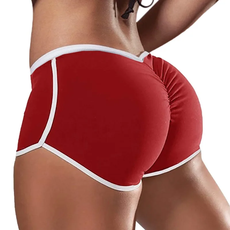 Women\'s Sports Casual Shorts Oversized Sexy Solid Color Low Waisted Sports Running Tight Lifting Hip Shorts