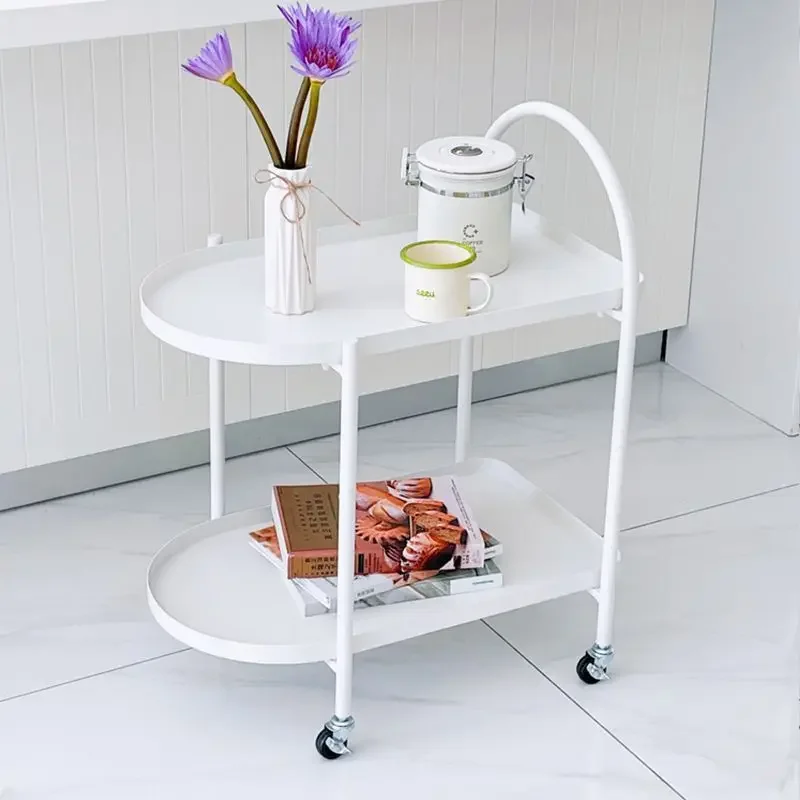 

Household Mobile Trolley Living Room Furniture Iron Art Coffee Table Book Storage Shelf Kitchen Islands Trolleys Kitchen Cart