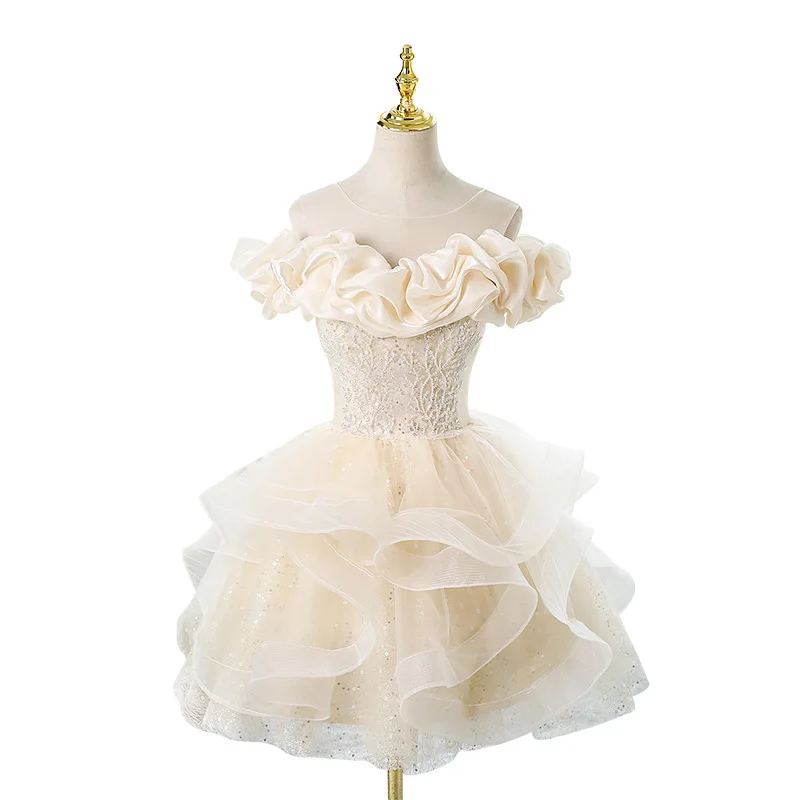 Elegant New Scoop Short Homecoming Dresses 2025 Organza Mini Cocktail Birthday Prom Party Graduation Gown Hoco Dress H327