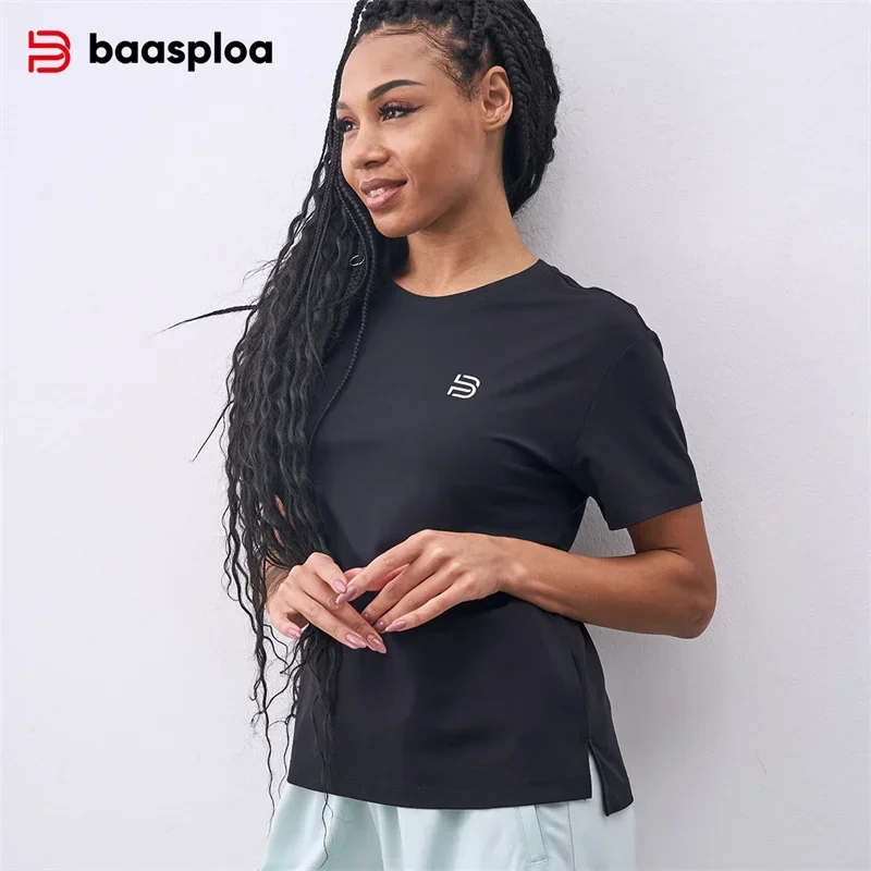 Baasploa Women Sport T-Shirt High Quality Breathable Tee for Female Fashion Quick Drying Male Clothing Training Running