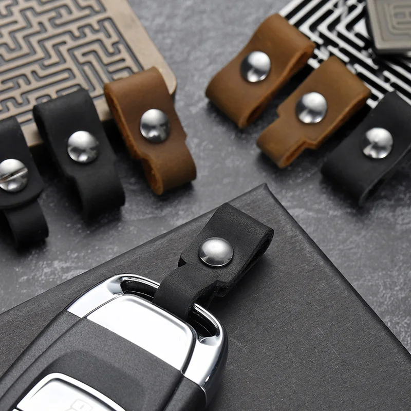 Real Cowhide Men Keychain Key Ring Link Leather Strip High Quality Does Not Hurt The CAR Key Chain Accessories Creative Gifts image 2