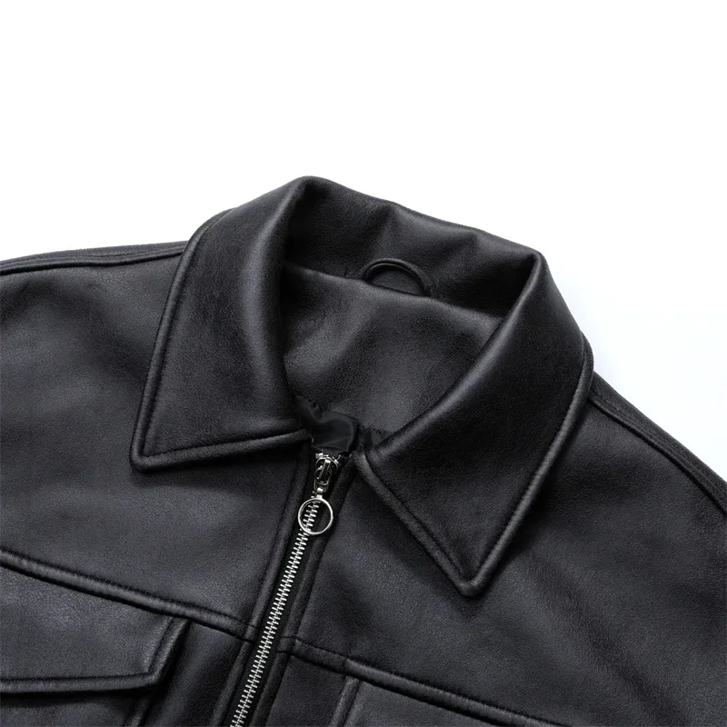 2024 new fall new women\'s short imitation leather bomber jacket Leather jacket for women