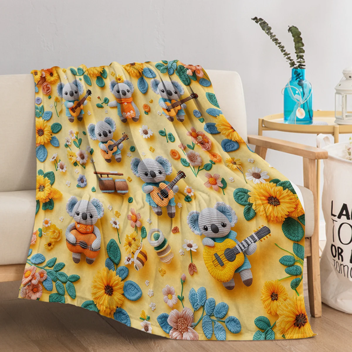 

Koala Woolen Throw Blanket, Cute and Unique Koala Design, Soft and Comfortable, Suitable for Sofa and Bed (Pet Blanket)