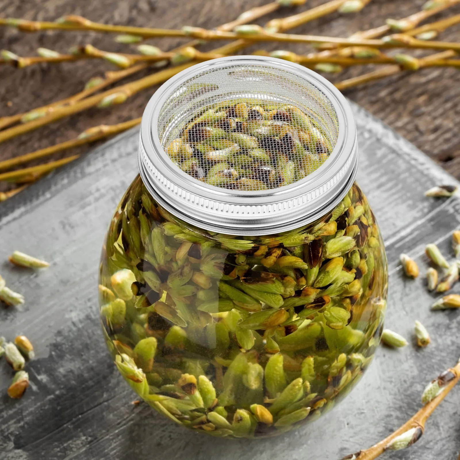 

Stainless Steel Sprouting Lids Sieve Filter Jar Drain Silver Fine Mesh Screen Broccoli Bean Lentil Sprouts Growing