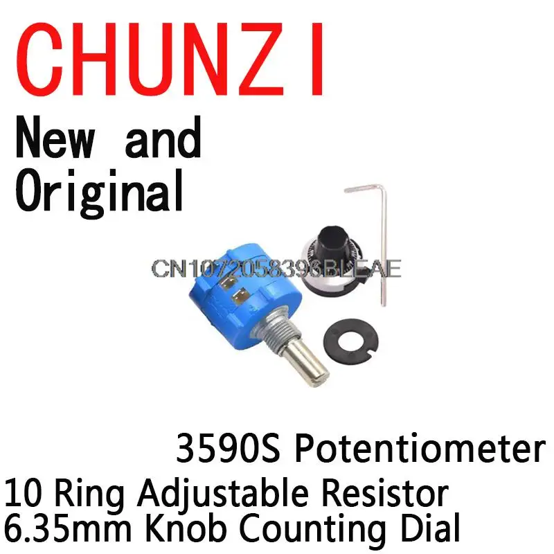 1Set 3590S Precision Multiturn (1PCS Potentiometer 10 Ring Adjustable Resistor+1PCS Turns Counting Dial Rotary 6.35mm Knob)