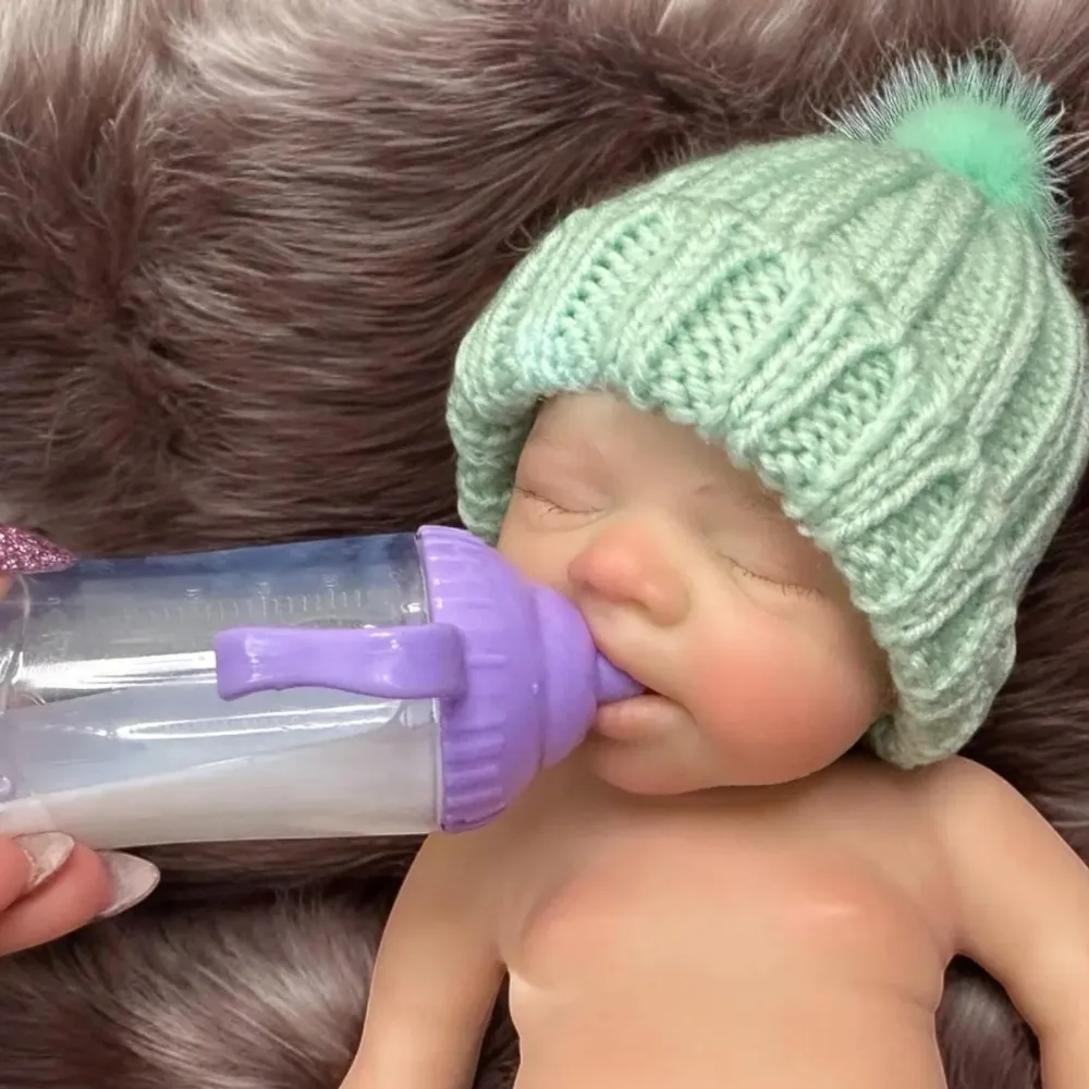 Aitzak1 فتح الفم 13 بوصة الصلبة سيليكون Pascale دمية مع شعر مجعد بيبي الوليد فتاة أصلع طفلة تشمل زجاجة تستخدم في الرضاعة