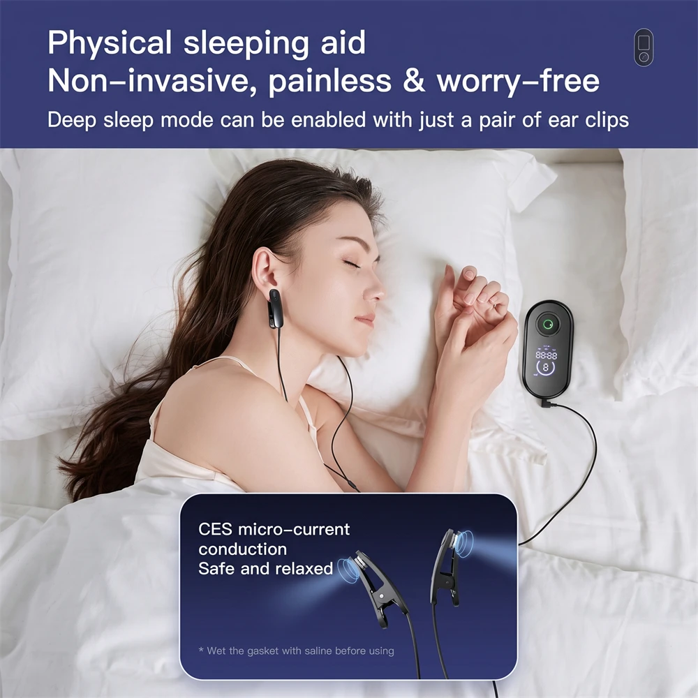 CES Cranial Electrotherapy Stimulation Device Head-Mounted Tinnitus Relief Massager Wireless Remote Sleep Aid Anxiety Therapy