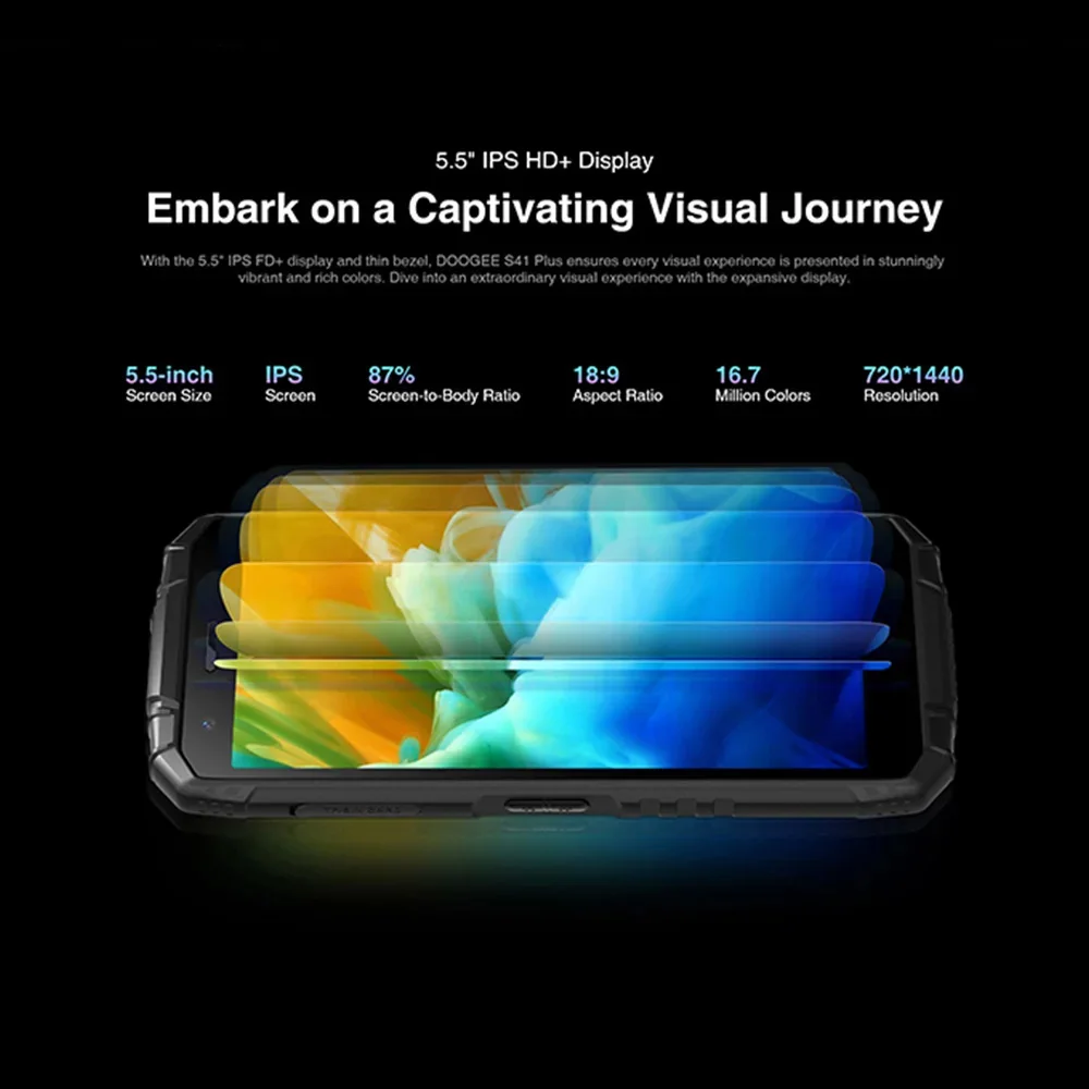 DOOGEE S41 Plus,4 Гб+128 Гб,6300 мАч,Octa Core,5.5"IPS HD,13MP AI Tripla fotocamera,NFC Google Pay,Android 13,4G,г onderль yah onderя