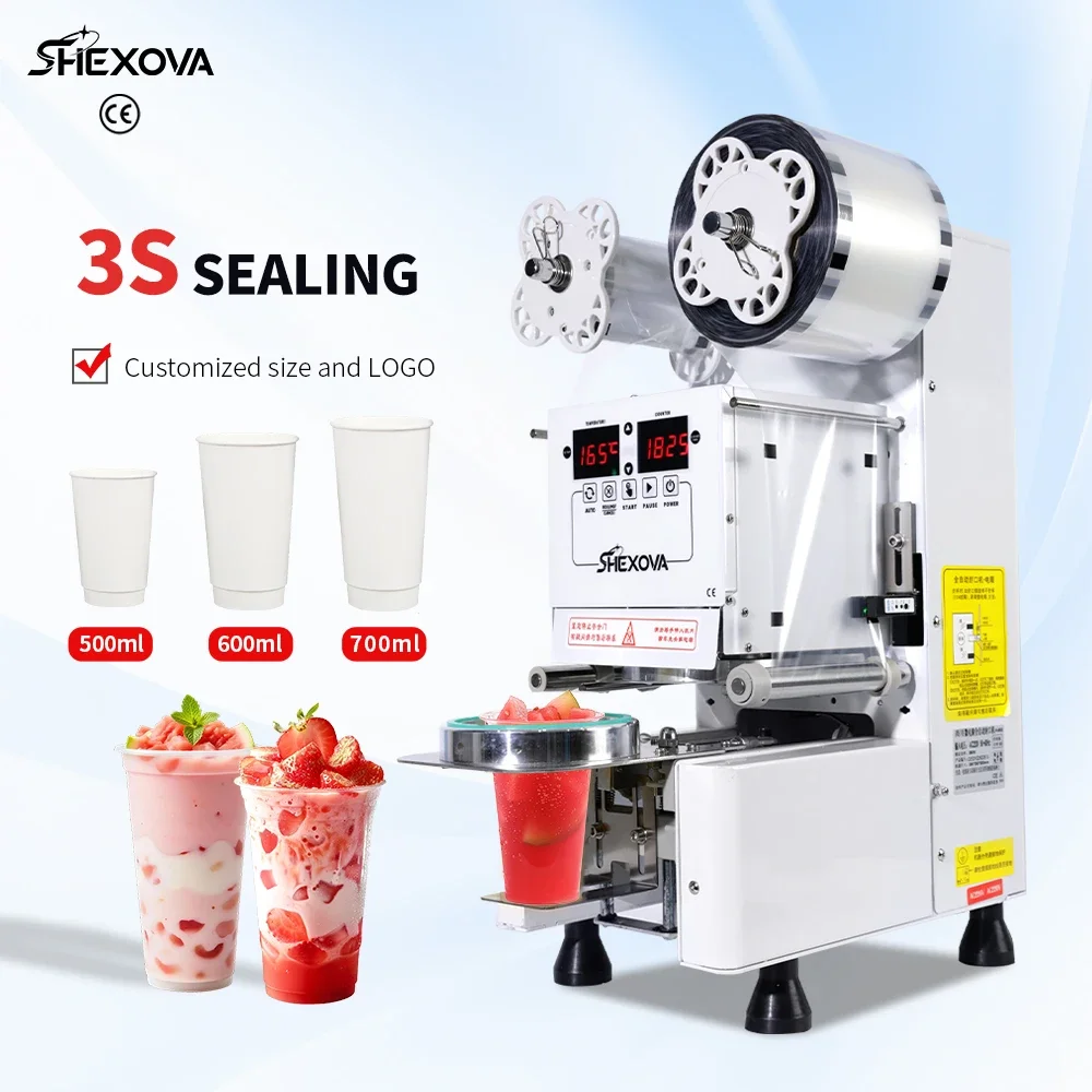 Commercial Automatic Plastic Cup Sealing Machine Stainless Steel Milk Tea Beverage Electric Paper Cup Sealer