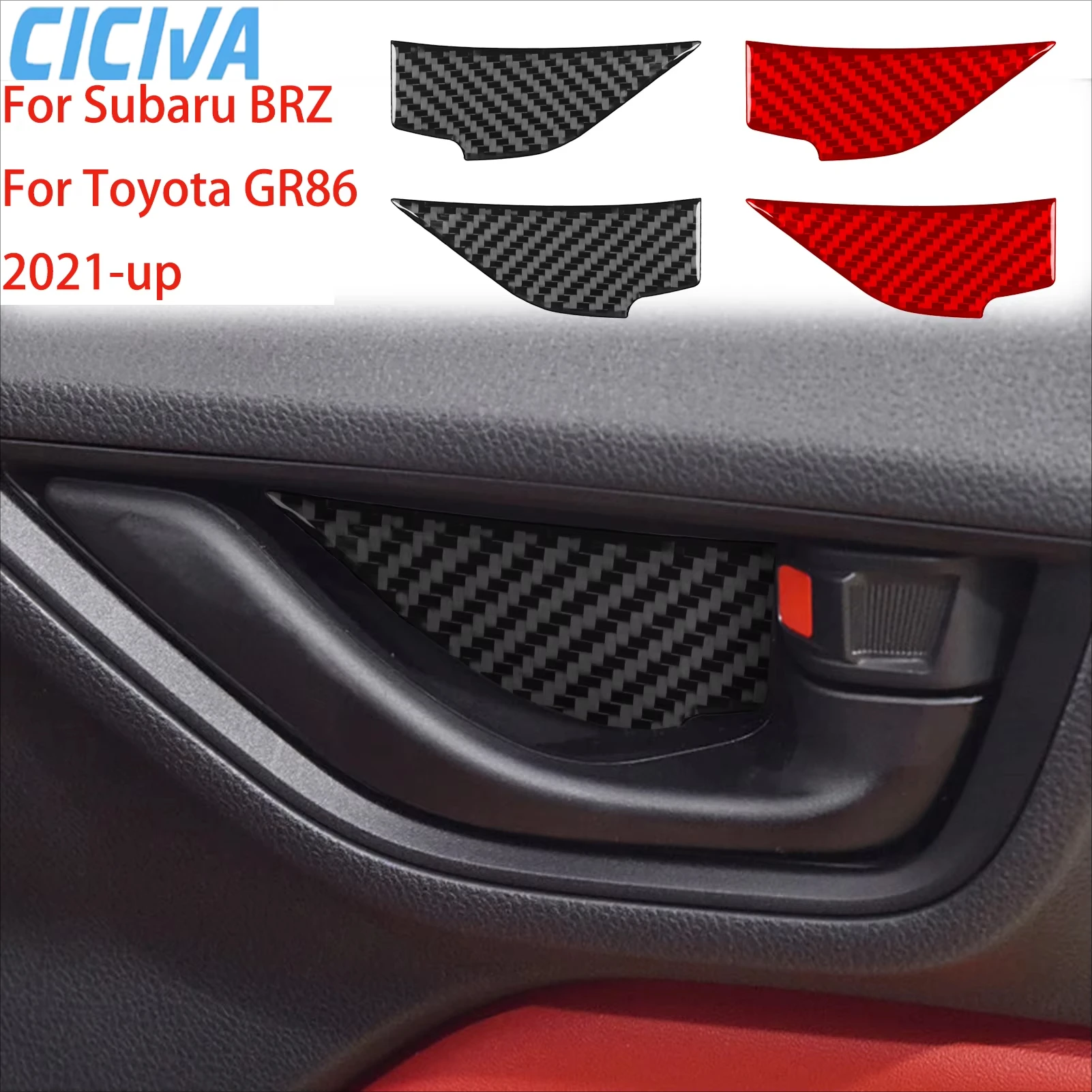 

For Subaru BRZ For Toyota GR86 2021-2024 Carbon Fiber Inner Door Handle Bowl Interior Decorative Cover Stickers Car Accessories